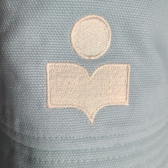 Isabel Marant Haley Embroidered Logo Bucket Hat, Size Medium, Aqua, NWT main image 15